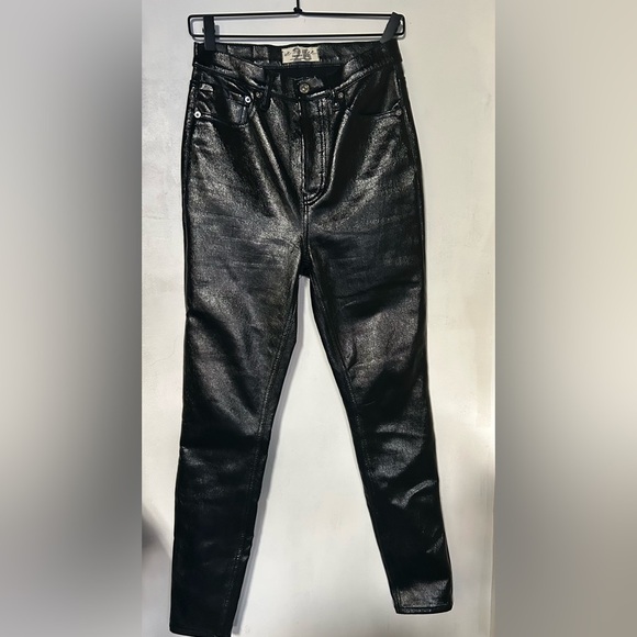 We the Free Phoenix Coated Skinny Jeans in Liquid Black SZ 25 - Picture 5 of 11